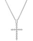 ფოტო #1 პროდუქტის Diamond Cross Pendant Necklace (1/6 ct. t.w.) in Platinum, 18" + 2" extender, Created for Macy's