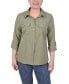 ფოტო #1 პროდუქტის Petite 3/4 Roll Tab Blouse with Pockets