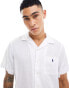 Фото #1 товара Polo Ralph Lauren icon logo short sleeve linen shirt classic oversized fit in white