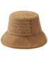 Helen Kaminski Kami Straw & Leather Bucket Hat Women's Brown