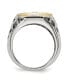 ფოტო #2 პროდუქტის Stainless Steel Sterling Silver Jesus Yellow IP-plated Ring