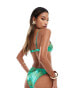 Фото #3 товара South Beach shiny abstract print underwire bikini top in green