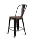 Фото #10 товара Copper Set of 4 Metal Wood Counter Stool Kitchen Bar Chairs