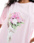 Фото #3 товара ASOS DESIGN oversized t-shirt with flower bouquet graphic in rose pink