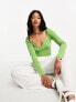 Фото #5 товара Glamorous long sleeve sweetheart neck bodysuit in green