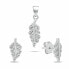 Beautiful silver jewelry set with zircons SET263W (earrings, pendant)