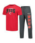 ფოტო #1 პროდუქტის Men's Charcoal, Red Cincinnati Reds Meter T-shirt and Pants Sleep Set