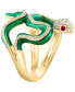 ფოტო #2 პროდუქტის EFFY® Diamond (3/8 ct. t.w.) & Ruby Accent Enamel Snake Ring in 14k Gold