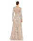 ფოტო #2 პროდუქტის Women's Embellished Illusion High Neck Long Sleeve A Line