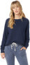 Alternative 274714 Women Washed Terry Boyfriend Pullover Sweatshirt Navy MD