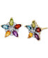 Фото #1 товара Multi-Gemstone (1-1/10 ct. t.w.) & Diamond (1/5 ct. t.w.) Star Stud Earrings in 14k Gold