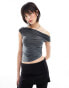 Фото #2 товара COLLUSION slinky off the shoulder top in grey