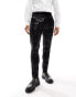 Фото #4 товара ASOS DESIGN paisley sequin skinny fit tuxedo trouser in black