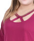 ფოტო #4 პროდუქტის Plus Size Long Sleeve Jeweled Neck Top