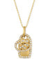 ფოტო #1 პროდუქტის Nude Diamond Paw, Heart & Dog Tag Charm 20" Pendant Necklace (1/3 ct. t.w.) in 14k Gold