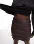 Фото #6 товара Topshop Tall leather look split detail mini skirt in oxblood
