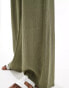 Bershka crinkle wide leg trousers in khaki