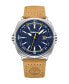 Men's Williston Three Date Hand Wheat Genuine Leather Strap Watch, 44mm