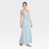 Фото #1 товара Women's Halter Neck Denim Maxi Dress - Universal Thread Blue 0