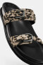 ANIMAL PRINT FLAT SANDALS WITH BUCKLES