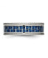 Stainless Steel Blue Fiber Inlay Textured Edge 8mm Band Ring