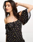 ASOS DESIGN jersey fluted sleeve jumpsuit with flare leg in ditsy floral Verspielt geblümtes, 36 - фото #4