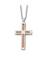 ფოტო #1 პროდუქტის Polished Rose IP-plated Cross Pendant on a Cable Chain Necklace