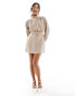 Фото #3 товара Closet London Petite high neck belted mini dress in mocha