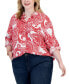 Фото #1 товара Plus Size Roll-Tab-Sleeve Button-Up Shirt