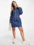 Фото #4 товара Dr Denim button through mini dress in dark wash blue