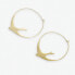 Фото #1 товара brass circle bird hoop earrings 1.75"