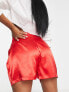 Фото #4 товара ASOS DESIGN hourglass satin short in red