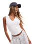 ASOS DESIGN slinky sporty v neck racer vest in white