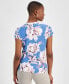 Petite Floral-Print Lace-Up-Neck Top, Created for Macy's