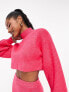 Фото #3 товара Aria Cove ribbed roll neck cropped jumper with volume sleeve co-ord in pink