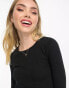 Pull&Bear long sleeved ribbed t-shirt in black Черный, XS - EU 34 - фото #2