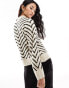 Mango chevron stripe jumper in white