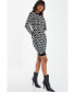 ფოტო #3 პროდუქტის Women's Geometric Button Neckline Sweater Dress