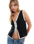 Фото #1 товара ASOS DESIGN knitted waistcoat with contrast tipping in black