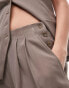 Topshop co-ord high waist button detail soft tailored trouser in mink Коричневый, 42 - фото #3