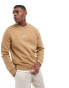 Polo Ralph Lauren central script logo double knit sweatshirt in tan Бежевый, M - Chest 38-40 - фото #1