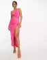 Фото #1 товара ASOS DESIGN knot detail midaxi dress with cut out detail in pink