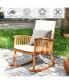 Acacia Wood Rocking Chair Patio Garden Lawn W/ Cushion