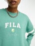 Фото #6 товара Толстовка Fila – Свитшот в зеленом с круглым вырезом и логотипом колледжа