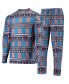 ფოტო #1 პროდუქტის Men's Blue Illinois Fighting Illini Ugly Sweater Long Sleeve T-shirt and Pants Sleep Set