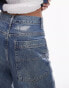 Фото #4 товара Topshop high rise Baggy jeans in coated blue