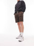 Topman zip double cargo pocket short in brown