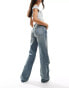 Mango straight leg wash front jeans in vintage light blue Синий, 40 - фото #5