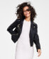 ფოტო #1 პროდუქტის Women's Venom Cropped Moto Long-Sleeve Zipper Jacket Pleather