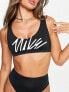 Фото #1 товара Nike Swimming scoop neck bikini top in black